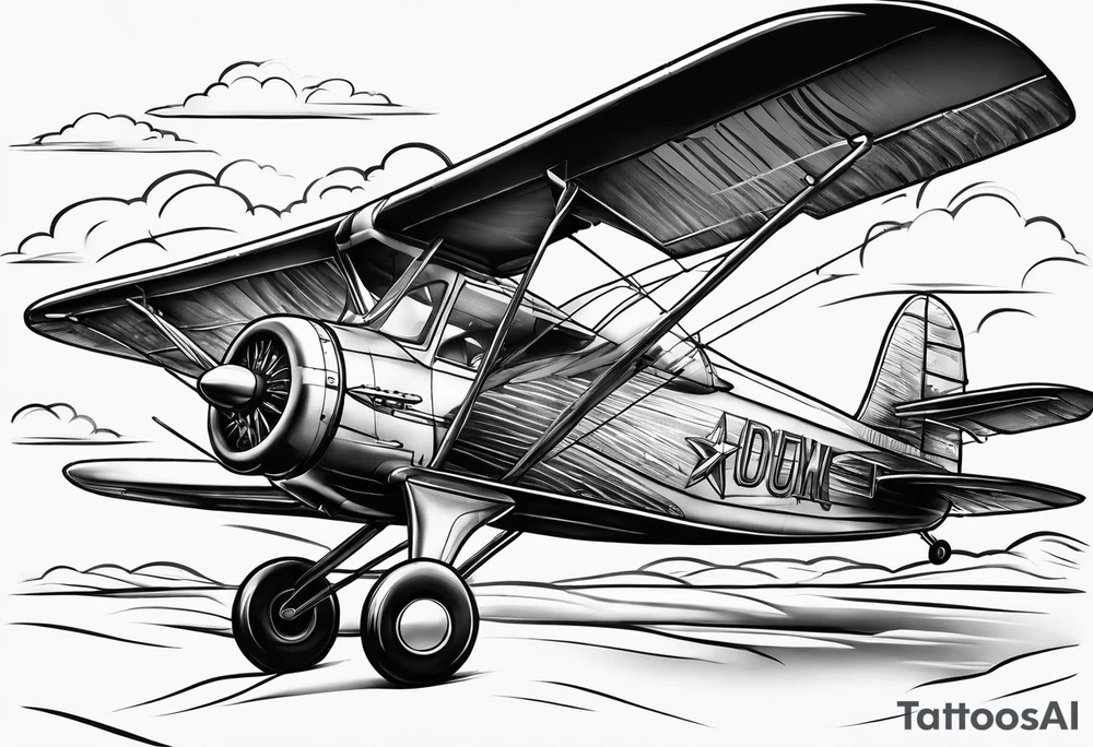 sketch of adventure plane in perspective from the bottom tattoo idea