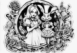 Alice in wonderland mural, "Alice, Don't Get Lost In Wonderland" tattoo idea