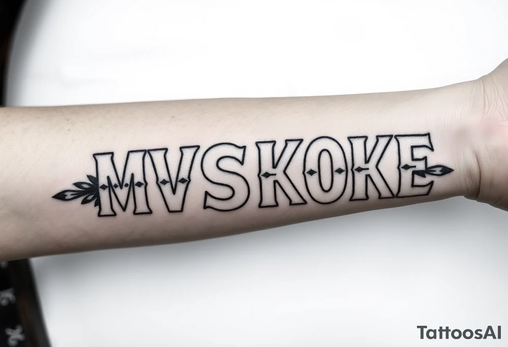 “MVSKOKE” shaded with Native American print tattoo idea