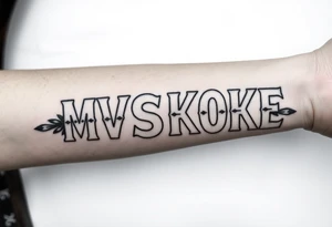 “MVSKOKE” shaded with Native American print tattoo idea