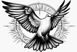 Dove in rays of light tattoo idea