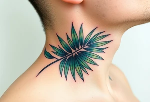 large palm leaves twisted side neck tattoo tattoo idea
