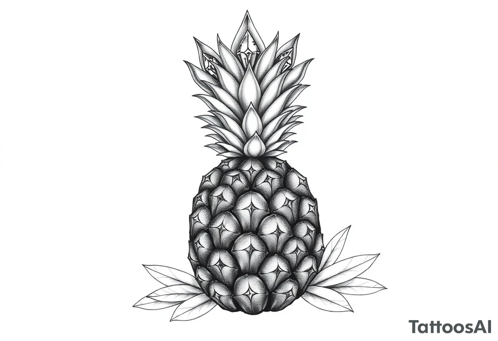vagina and anus using a pineapple with diamonds, magestic, crown, tattoo idea
