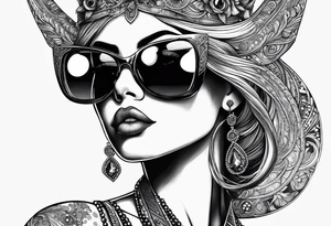 capricorn woman sunglasses big titts tattoo idea