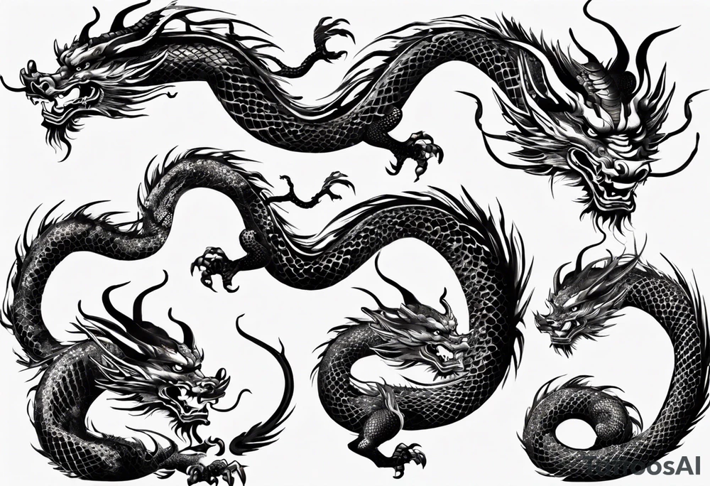 Chinese dragon with scales tattoo idea