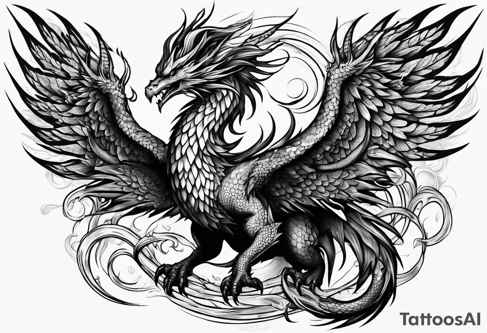 phoenix fighting dragon tattoo idea