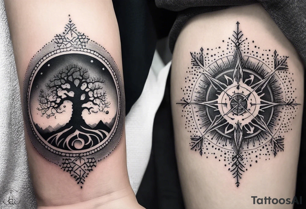 vegvisir & yggdrasill tattoo idea