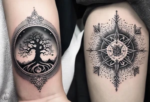 vegvisir & yggdrasill tattoo idea