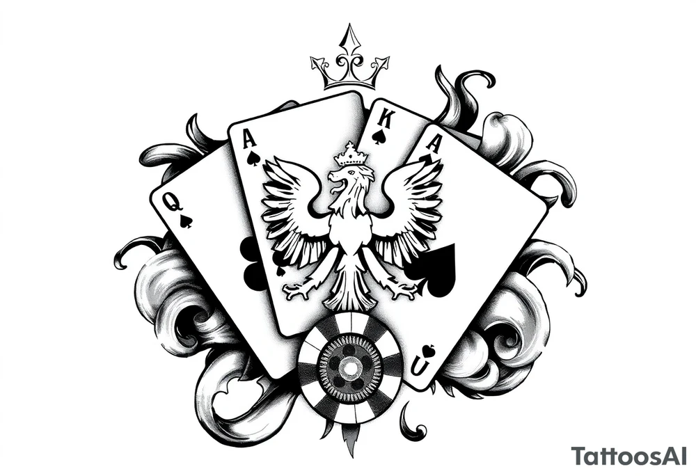 Poland symbol and poker cards Add casino money to it. tattoo idea