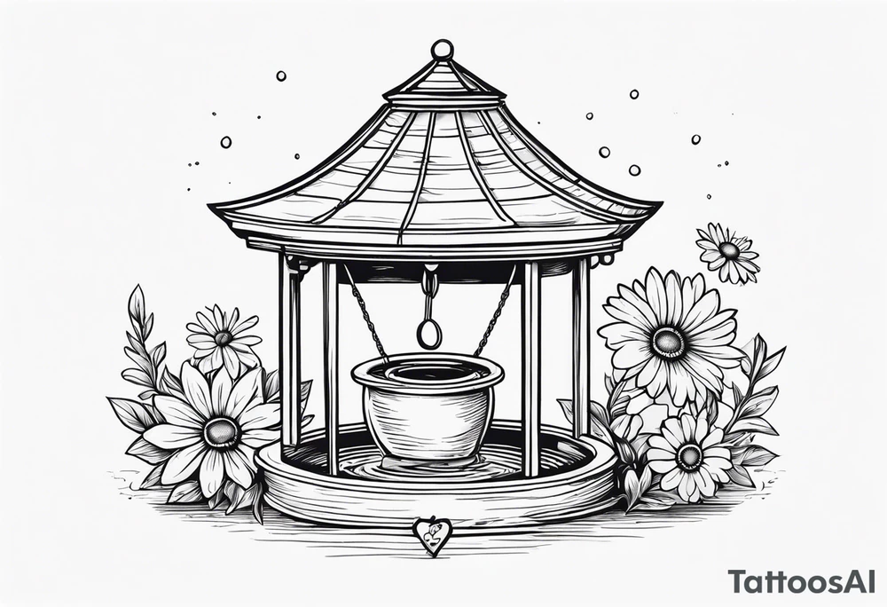 Wishing well palindrome adorned with a daisy tattoo idea