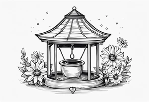 Wishing well palindrome adorned with a daisy tattoo idea