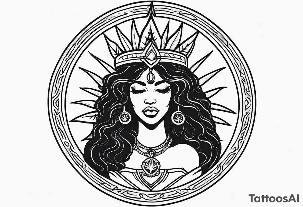 Black Goddess of marijuana tattoo idea