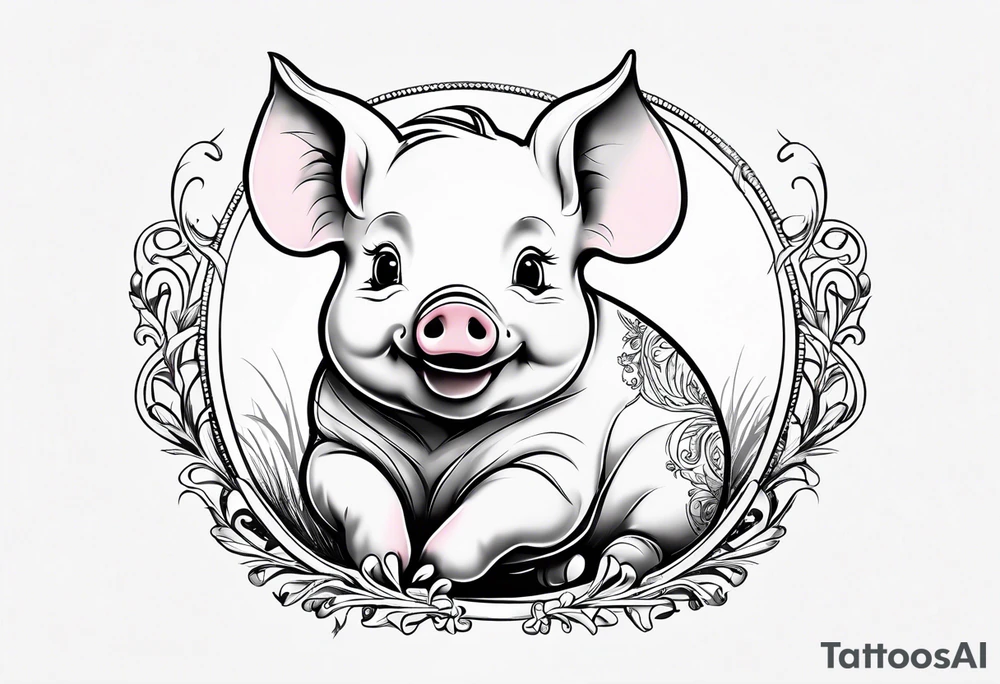 cute piglet.
with text: "friends not food" tattoo idea
