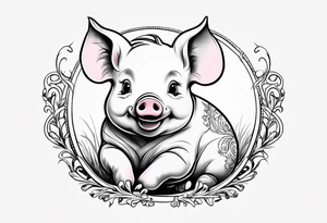 cute piglet.
with text: "friends not food" tattoo idea