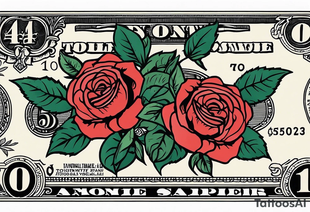 The flowers are money roses on American bills. tattoo idea