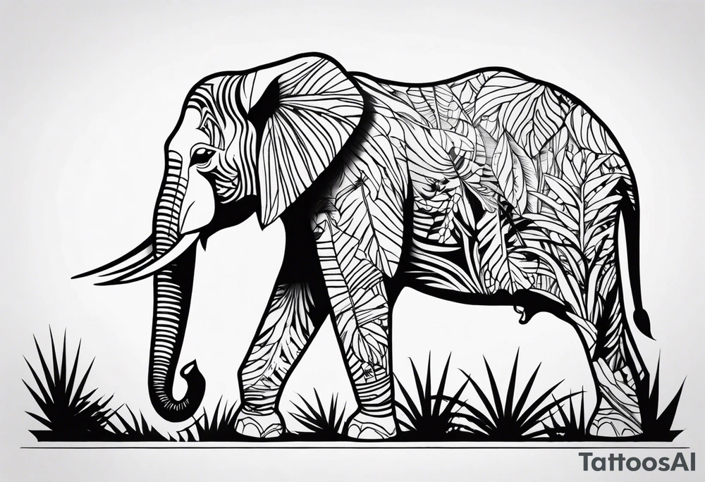 WELEPHANT IN JUNGLE tattoo idea