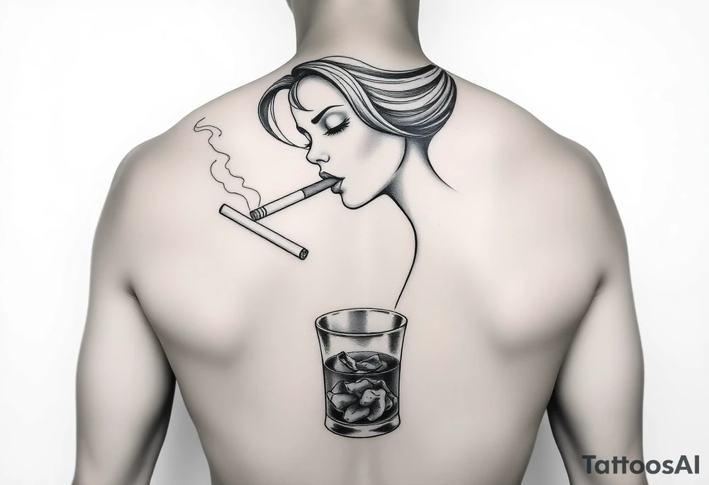 The Sunbeam girl smoking a cigarette ashing in a ashtray tattoo idea