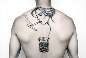 The Sunbeam girl smoking a cigarette ashing in a ashtray tattoo idea