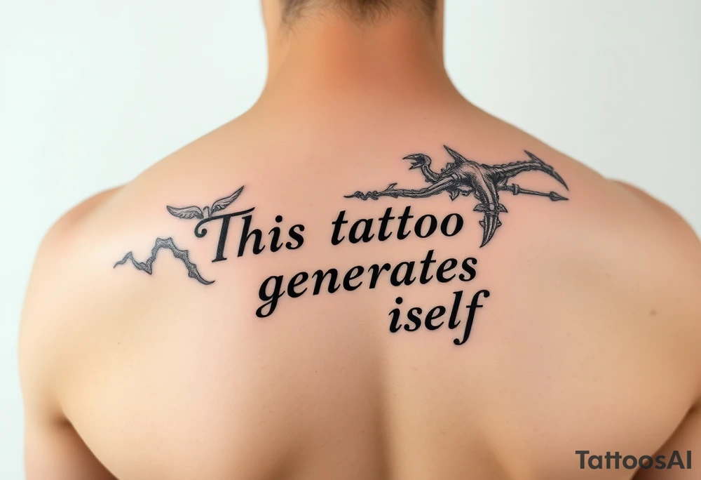 A recursive tattoo design with the text: 'This tattoo generates itself' tattoo idea