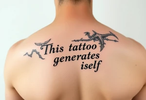 A recursive tattoo design with the text: 'This tattoo generates itself' tattoo idea
