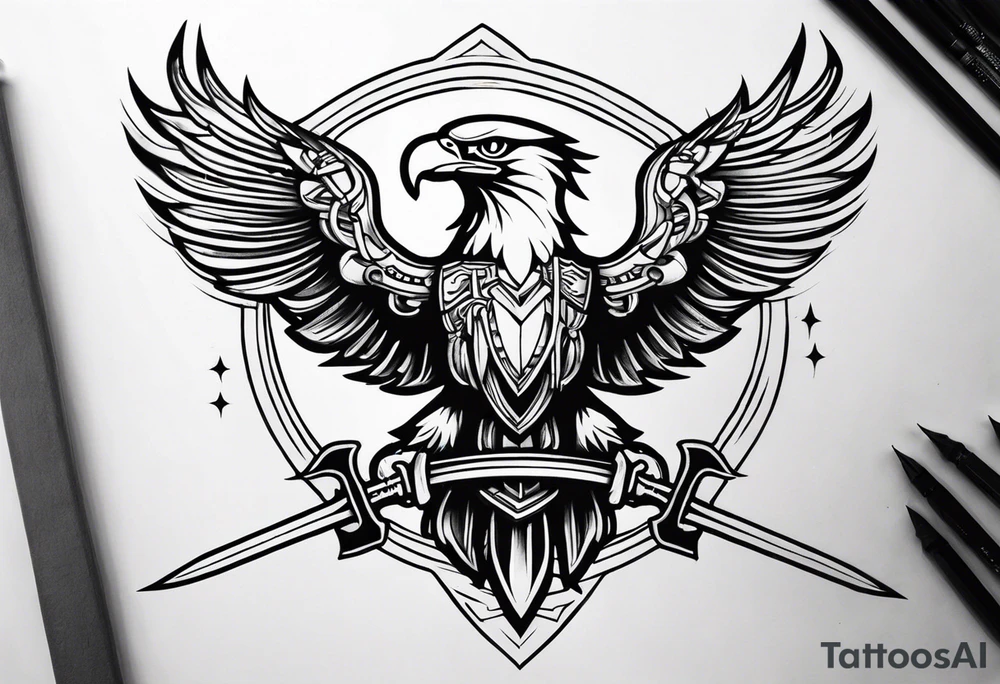 Eagle carrying sword tattoo idea