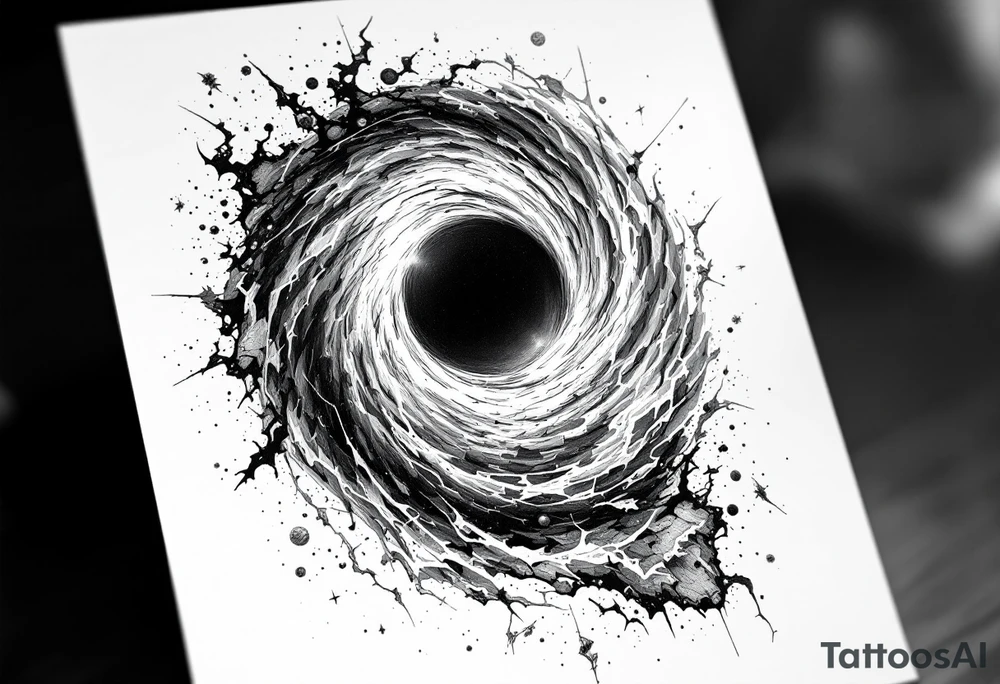 2 different worlds on each side of a black hole. tattoo idea