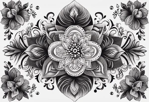 Ornamental tattoo with nature on the back tattoo idea