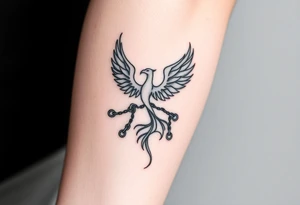 Design a minimalist tattoo: a phoenix or tree breaking chains, symbolizing freedom from addiction and rebirth. Include dates 21.02 and 22.02 subtly. Emphasize self-love, dignity, and inner strength. tattoo idea