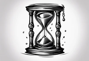 draw me a clock hourglass with numbers falling from the clock. in the hourglass tattoo idea