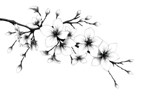 delicate cherry blossoms swirling in spring breeze with petals tattoo idea