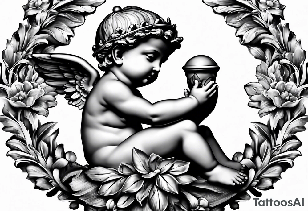 one putti praying tattoo idea