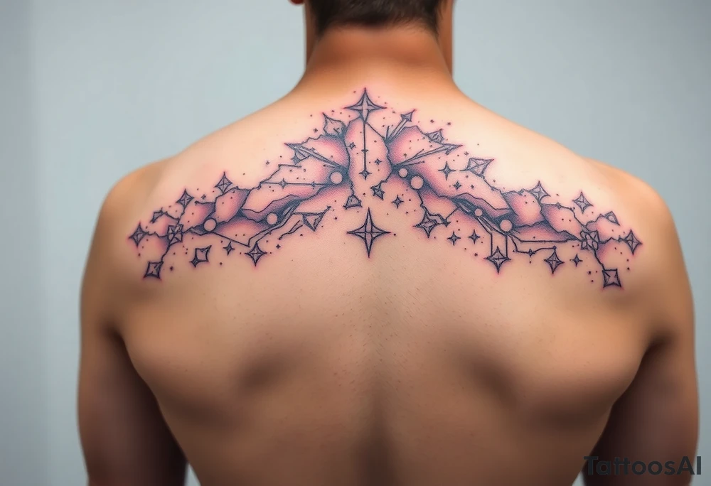 cover up tattoo of the milky way that covers the upper portion of the back tattoo idea