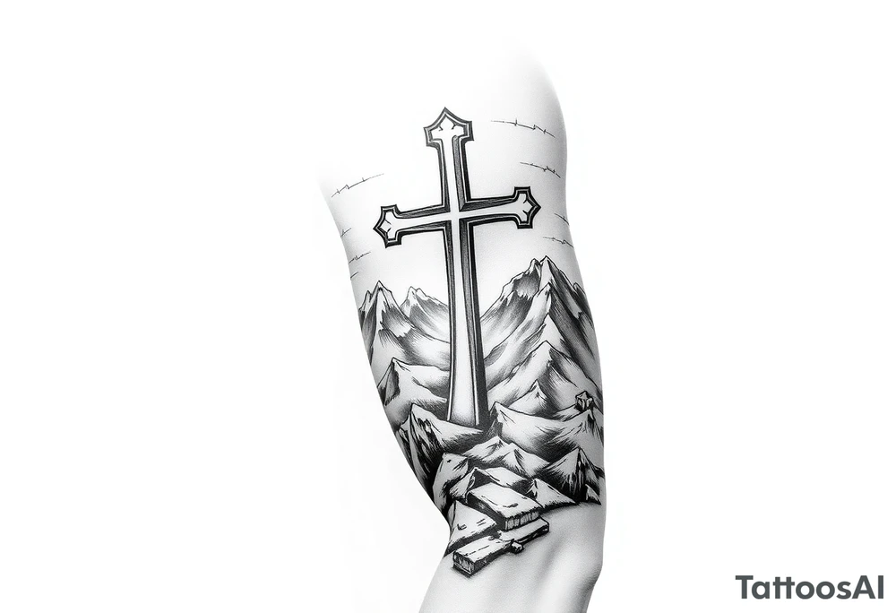russian orthodox cross in a mountainous setting tattoo idea russian orthodox cross in a mountainous setting tattoo idea
