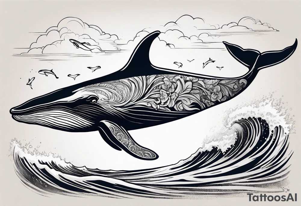 Hawaiian breaching whale tattoo idea