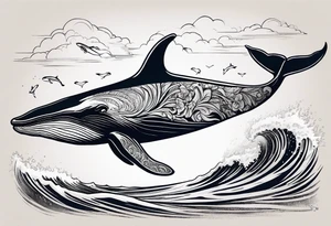 Hawaiian breaching whale tattoo idea