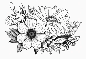 Birthflower bouquet tattoo with one July flower and two October flowers. tattoo idea