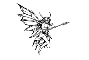 Dark fairy with weapon tattoo idea