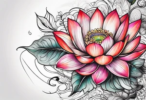 bachstelze mit lotusblüte tattoo idea