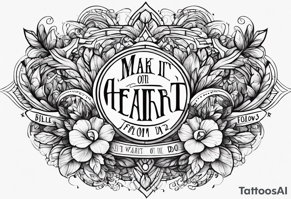 Make a tattoo with this verse from the bible Proverbs 4:23 "Above all else, guard your heart, for everything you do flows from it. " make it on the fore arm tattoo idea