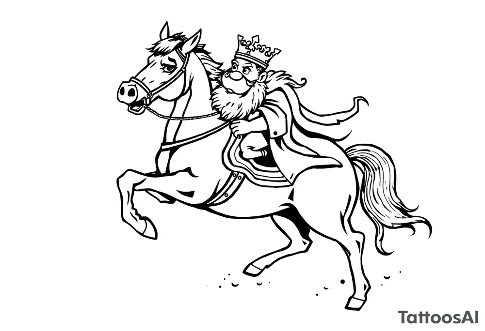 king fat pig in a battle with a horse tattoo idea