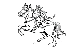 king fat pig in a battle with a horse tattoo idea