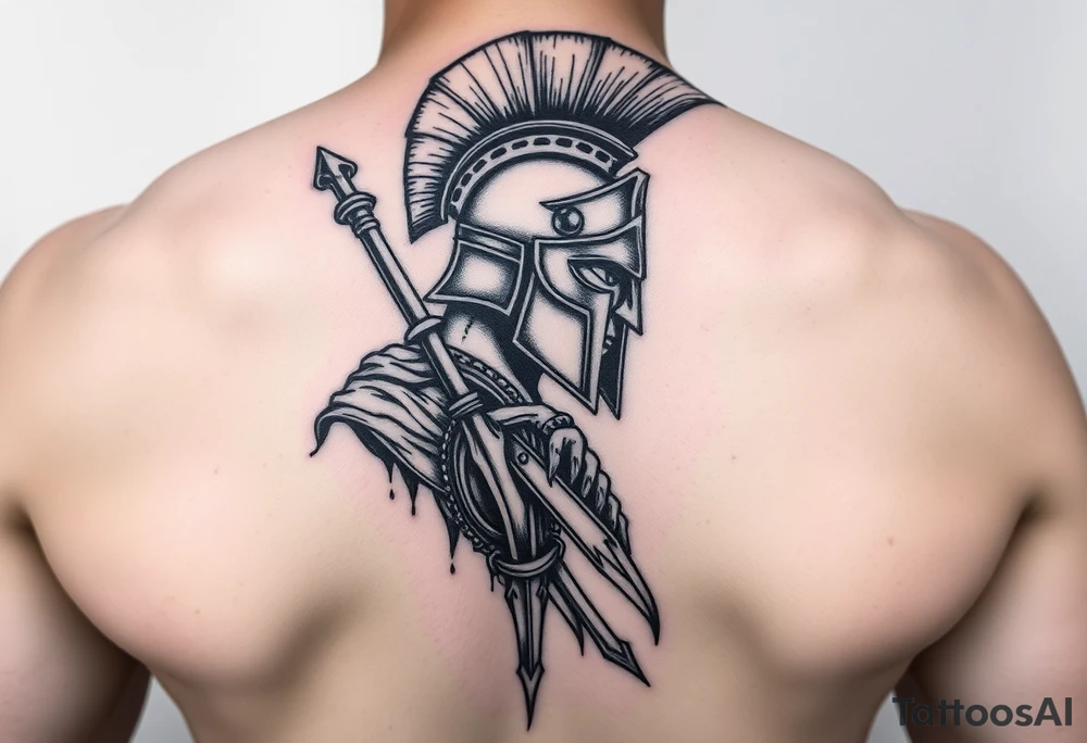 Spartan warrior protecting, guiding, leading, and defining the path for the ones he loves tattoo idea