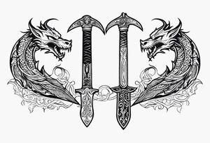 Valhalla death 
prayer sword dragon axe tattoo idea