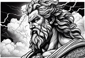 Zeus with lightning in the clouds tattoo idea