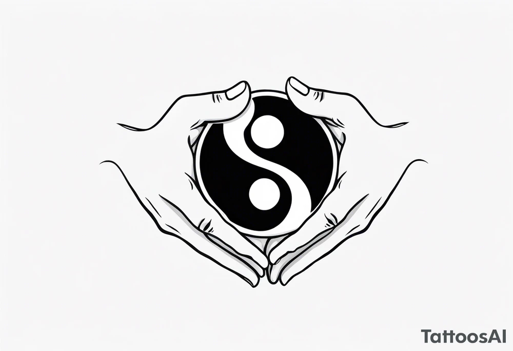 Rock hands sign in Ying yang tattoo idea