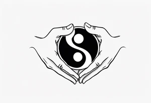 Rock hands sign in Ying yang tattoo idea