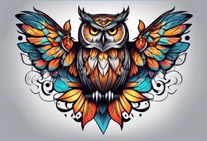 Owl with butterfly body tattoo idea
