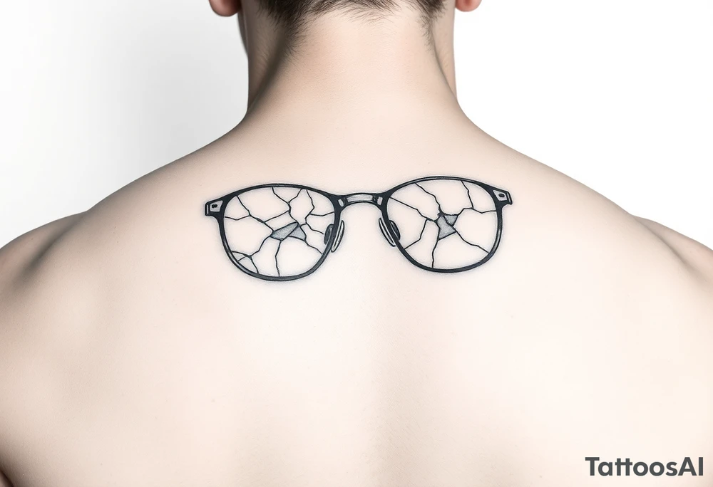 cracked glasses memory of poor eyesight reminder to take care of eyesight, men's tattoo on arm tattoo idea