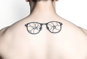 cracked glasses memory of poor eyesight reminder to take care of eyesight, men's tattoo on arm tattoo idea