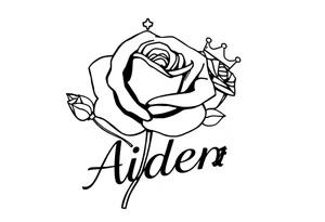 Rose with no stem with a kings crown above it and the name Aiden large Infront of it going to the right 


A rose bud with a kings crown on-top towards the left tattoo idea